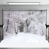 Lofaris Winter White Snowy Natural Forest Scene Backdrop